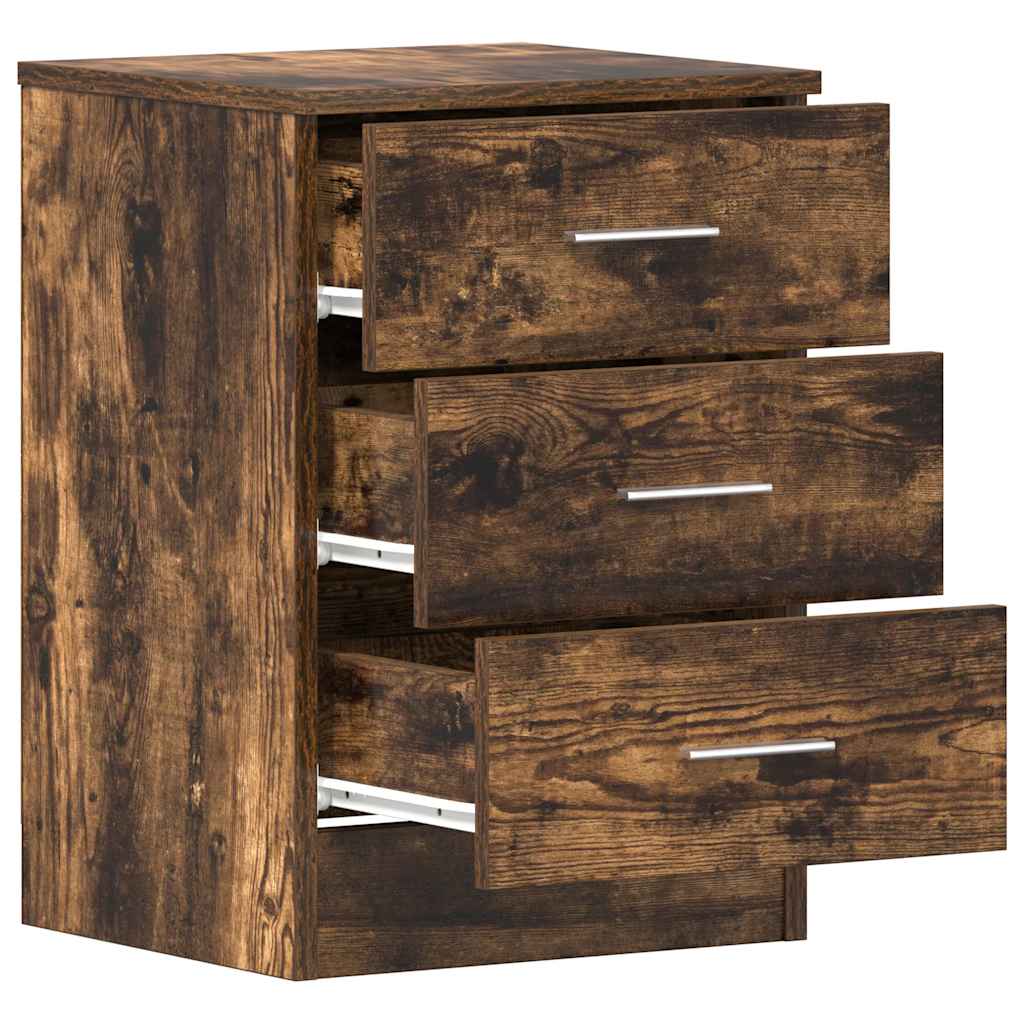 Smoked Oak Bedside Cabinet 38x35x56 cm - Stylish Engineered Wood