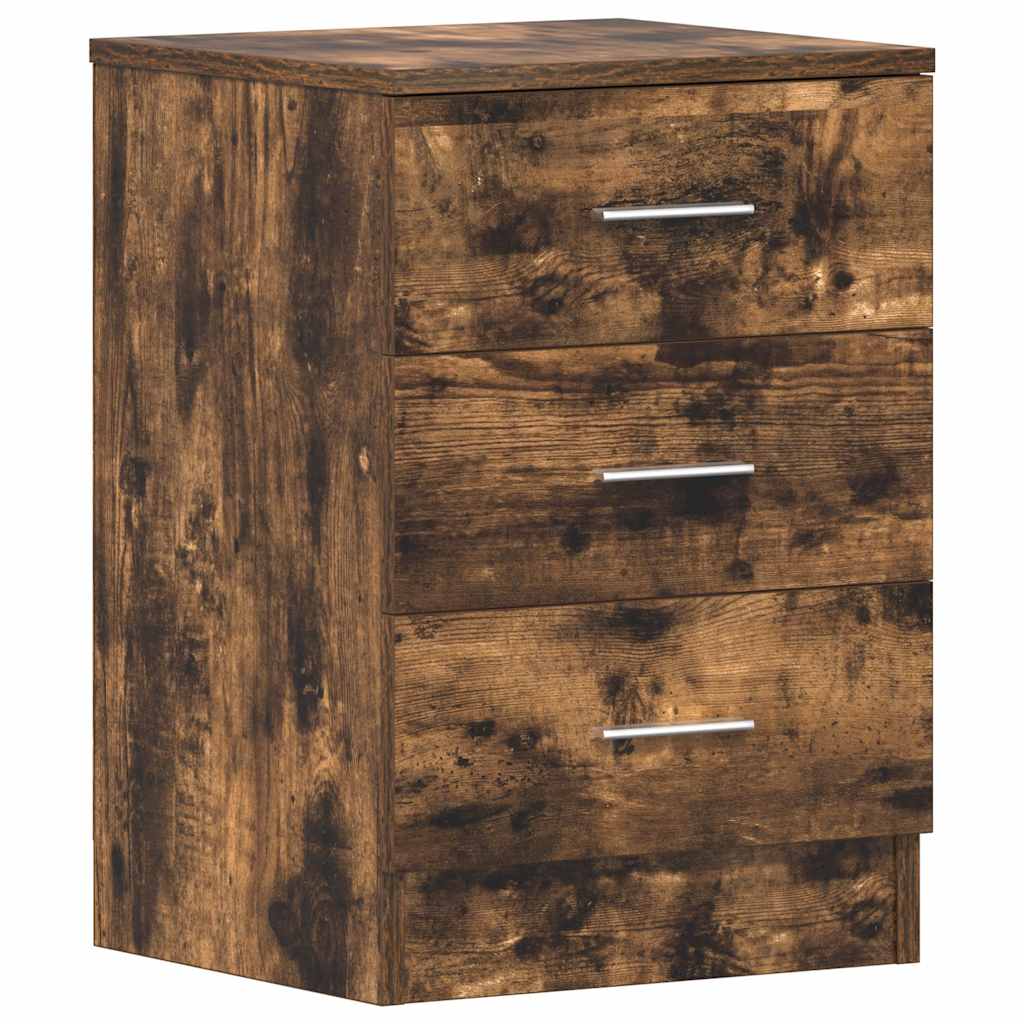Pair of Smoked Oak Bedside Cabinets, 38x35x56 cm - Engineered Wood