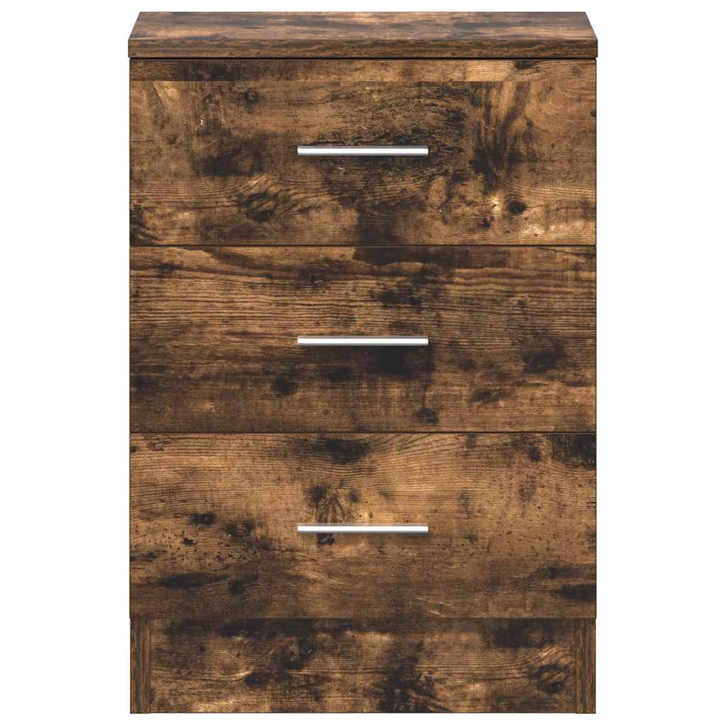 Pair of Smoked Oak Bedside Cabinets, 38x35x56 cm - Engineered Wood
