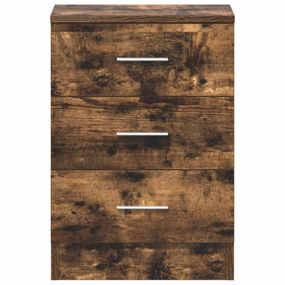 Pair of Smoked Oak Bedside Cabinets, 38x35x56 cm - Engineered Wood