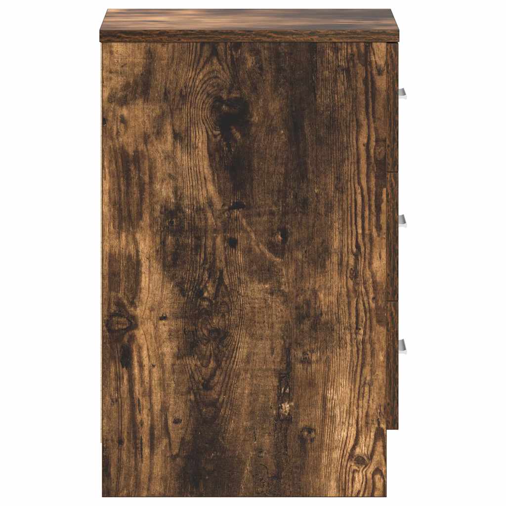 Pair of Smoked Oak Bedside Cabinets, 38x35x56 cm - Engineered Wood