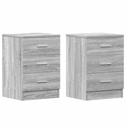 Set of 2 Grey Sonoma Bedside Cabinets, Engineered Wood, 38x35x56 cm