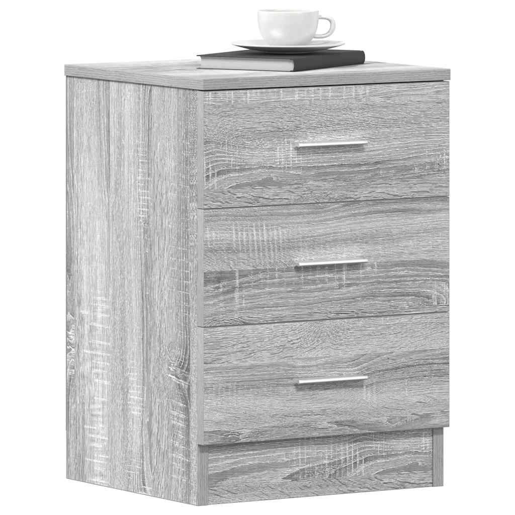 Set of 2 Grey Sonoma Bedside Cabinets, Engineered Wood, 38x35x56 cm