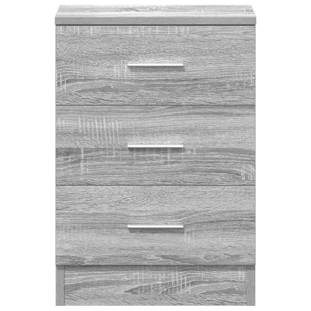Set of 2 Grey Sonoma Bedside Cabinets, Engineered Wood, 38x35x56 cm