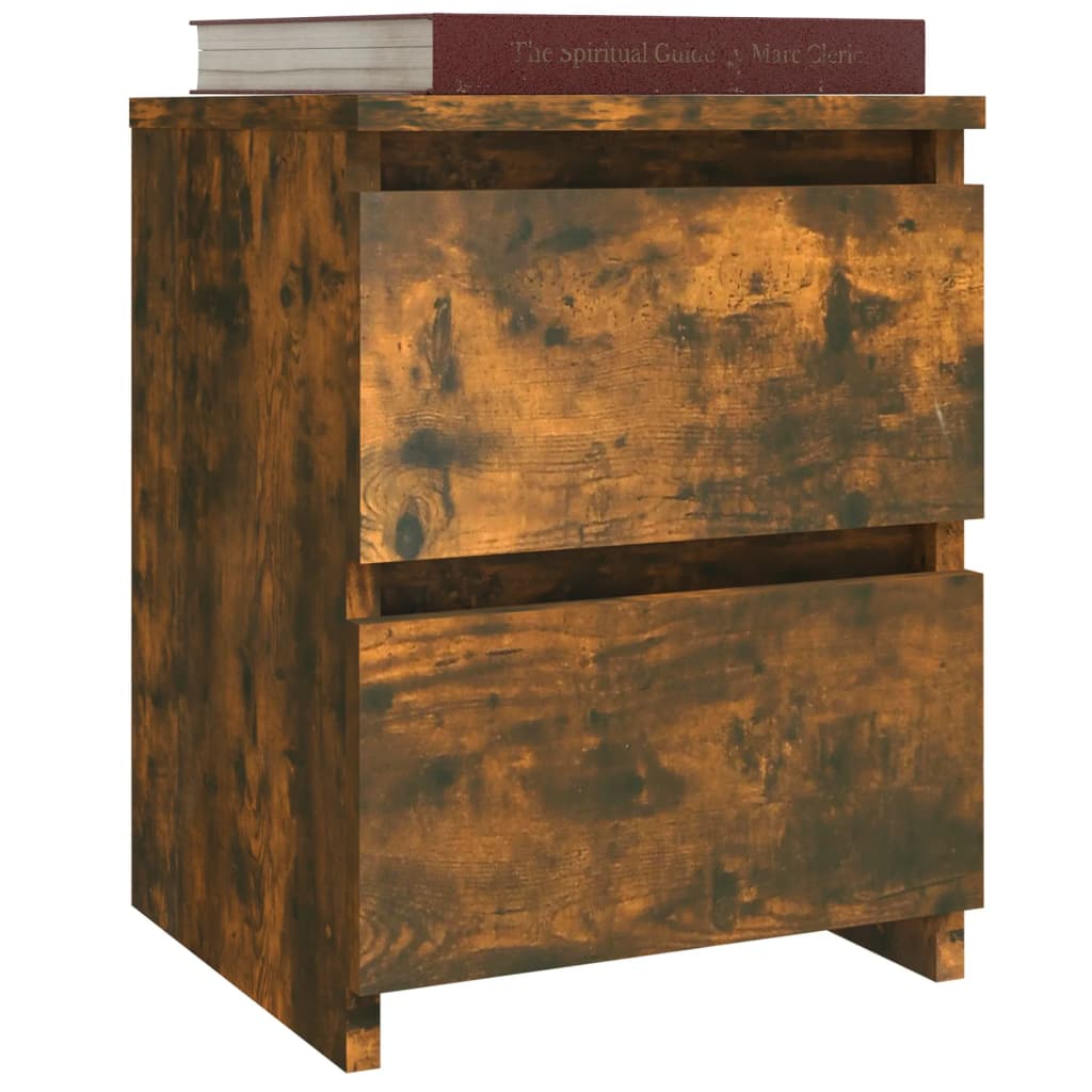 Compact Smoked Oak Bedside Cabinet 30x30x40 cm - Engineered Wood