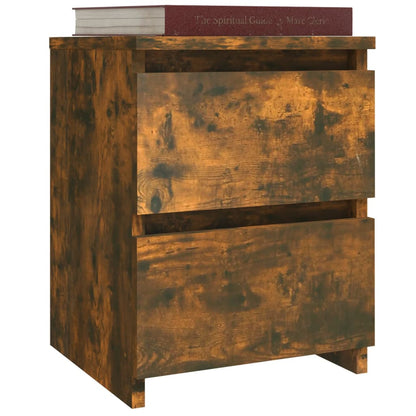 Compact Smoked Oak Bedside Cabinet 30x30x40 cm - Engineered Wood