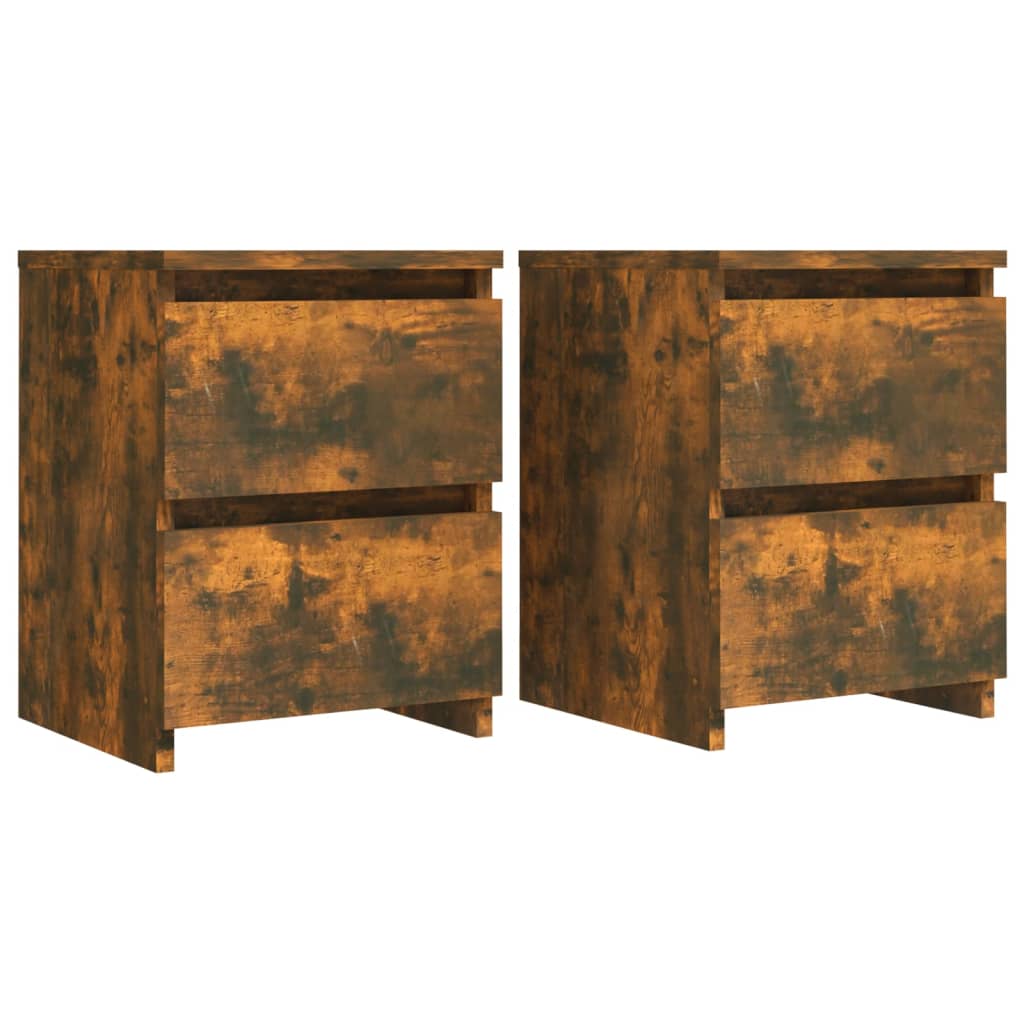 Smoked Oak Bedside Cabinets Set of 2 - 30x30x40 cm Engineered Wood