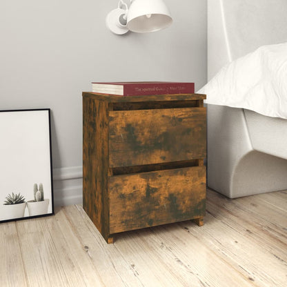 Smoked Oak Bedside Cabinets Set of 2 - 30x30x40 cm Engineered Wood