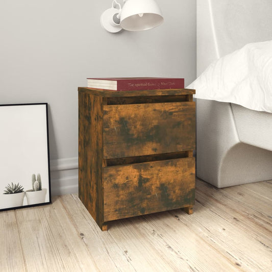 Smoked Oak Bedside Cabinets Set of 2 - 30x30x40 cm Engineered Wood