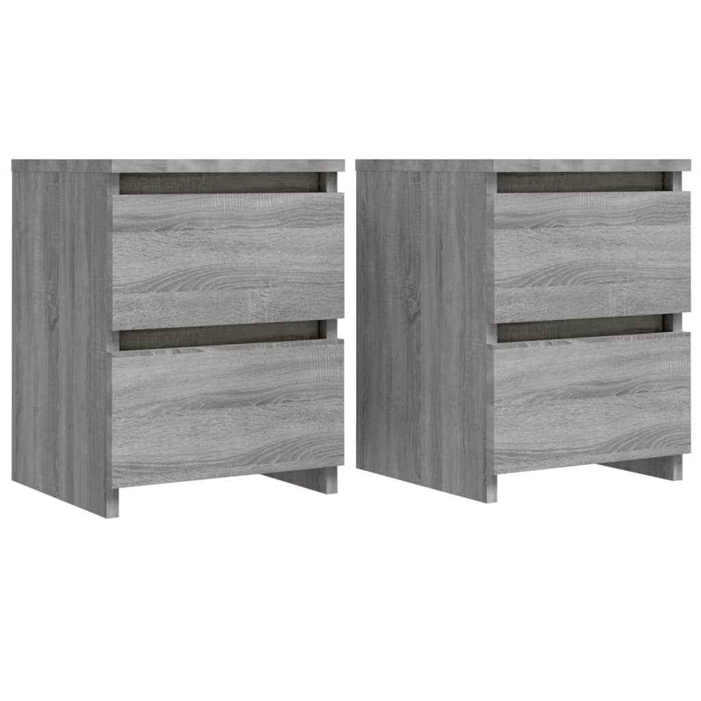 Set of 2 Grey Sonoma Bedside Cabinets, 30x30x40cm, Engineered Wood
