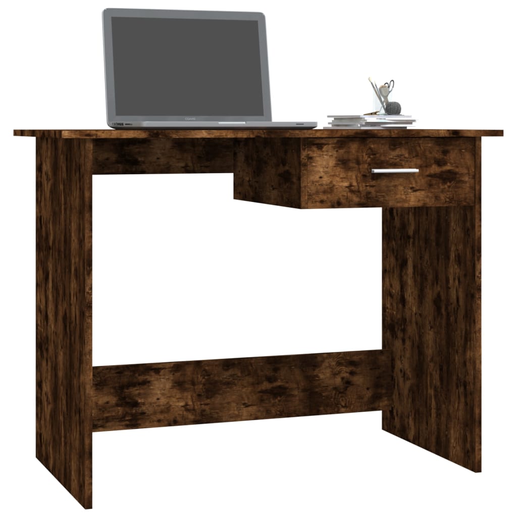 Elegant Smoked Oak Desk, 100x50x76 cm, Engineered Wood