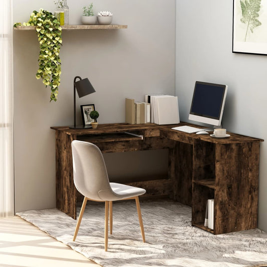 Smoked Oak Corner Desk 120x140x75 cm - Engineered Wood