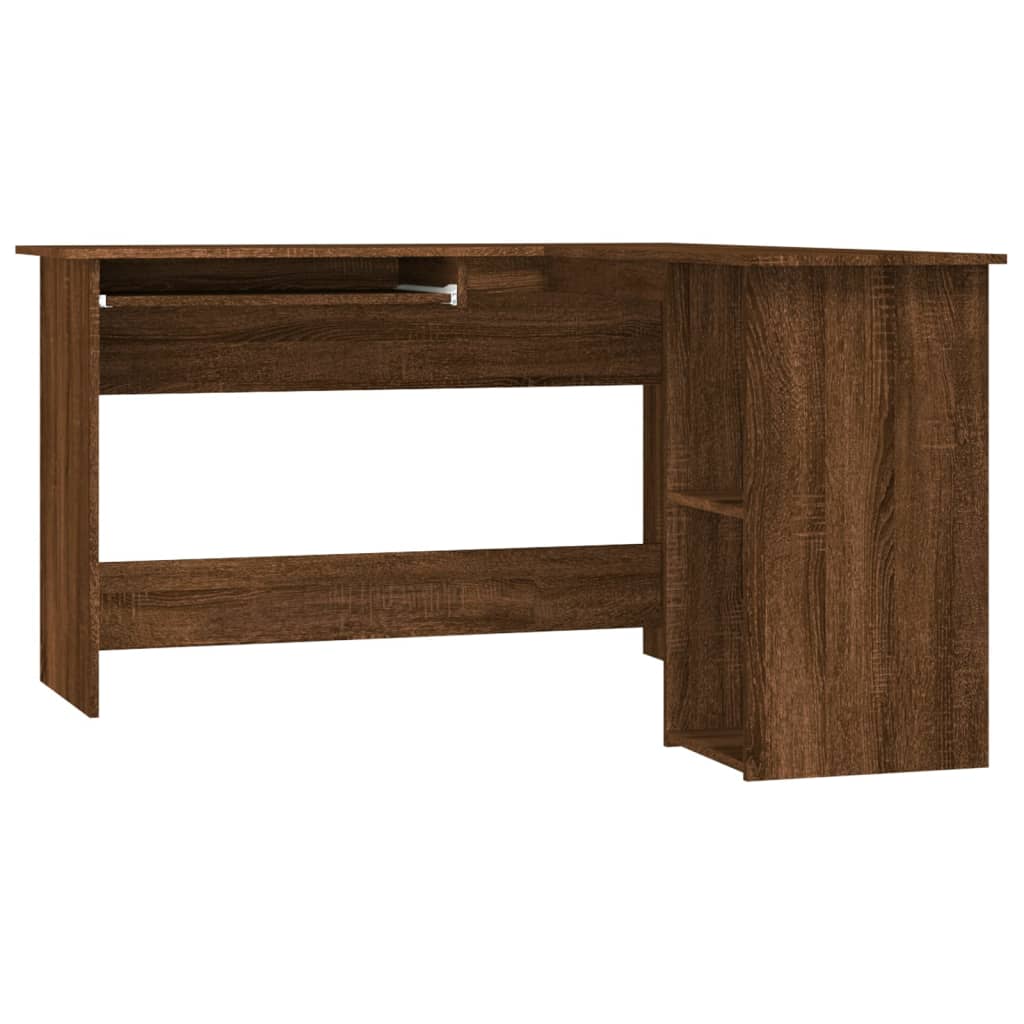 Brown Oak Engineered Wood Corner Desk 120x140x75 cm
