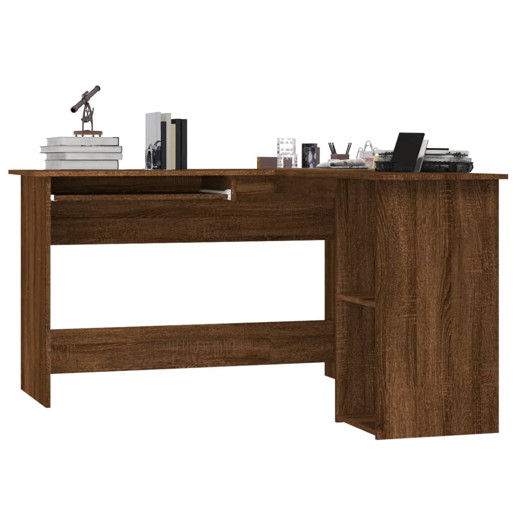 Brown Oak Engineered Wood Corner Desk 120x140x75 cm