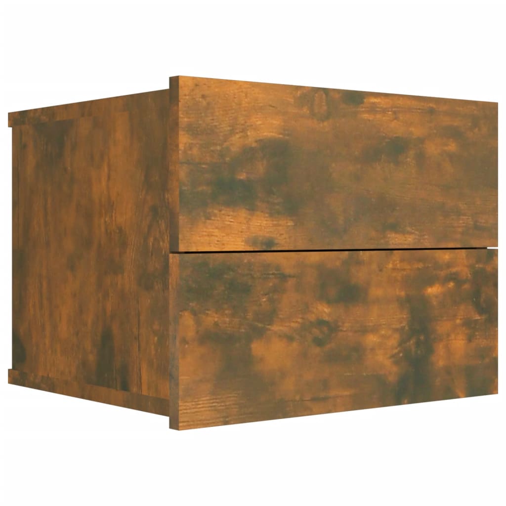 Set of 2 Smoked Oak Bedside Cabinets, 40x30x30 cm Engineered Wood