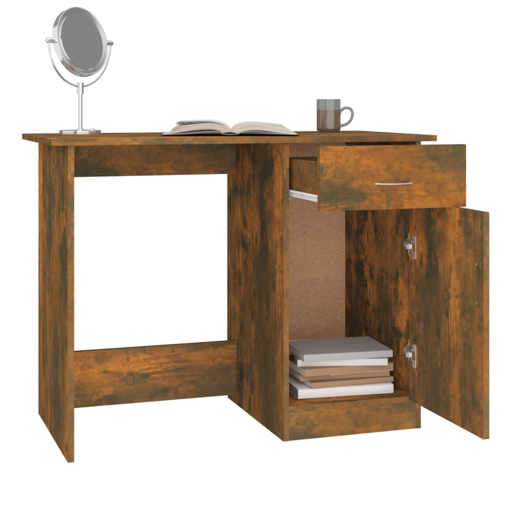 Smoked Oak Desk 100x50x76 cm - Engineered Wood Finish