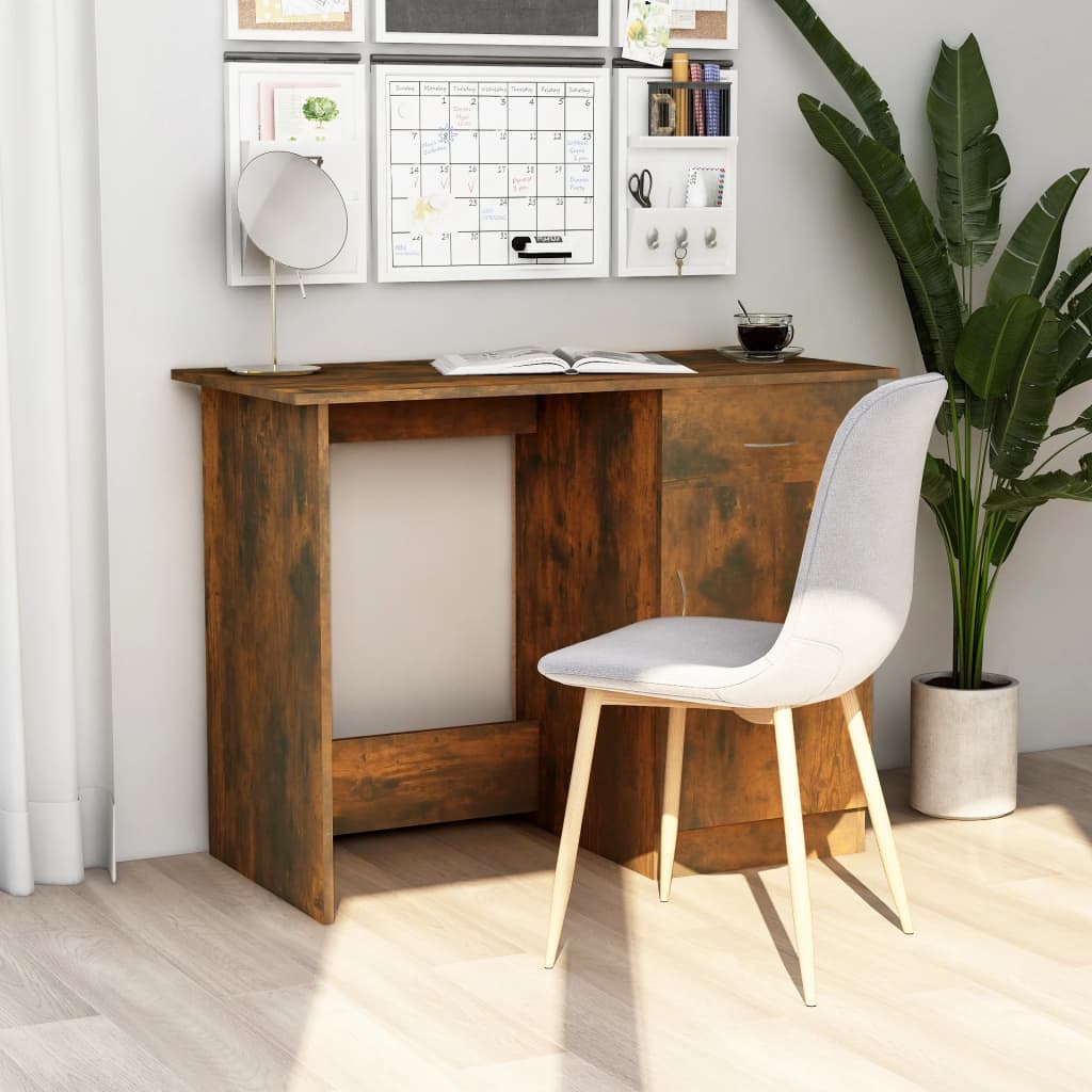 Smoked Oak Desk 100x50x76 cm - Engineered Wood Finish