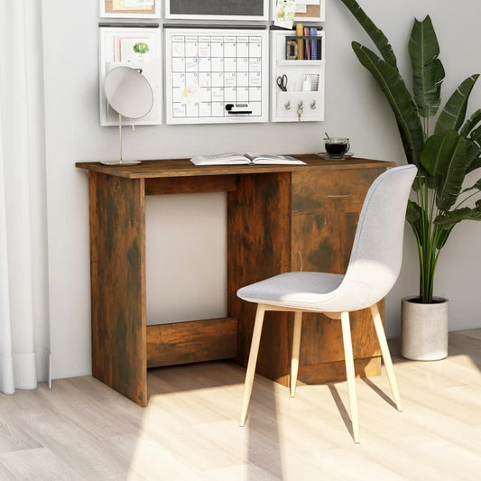 Smoked Oak Desk 100x50x76 cm - Engineered Wood Finish