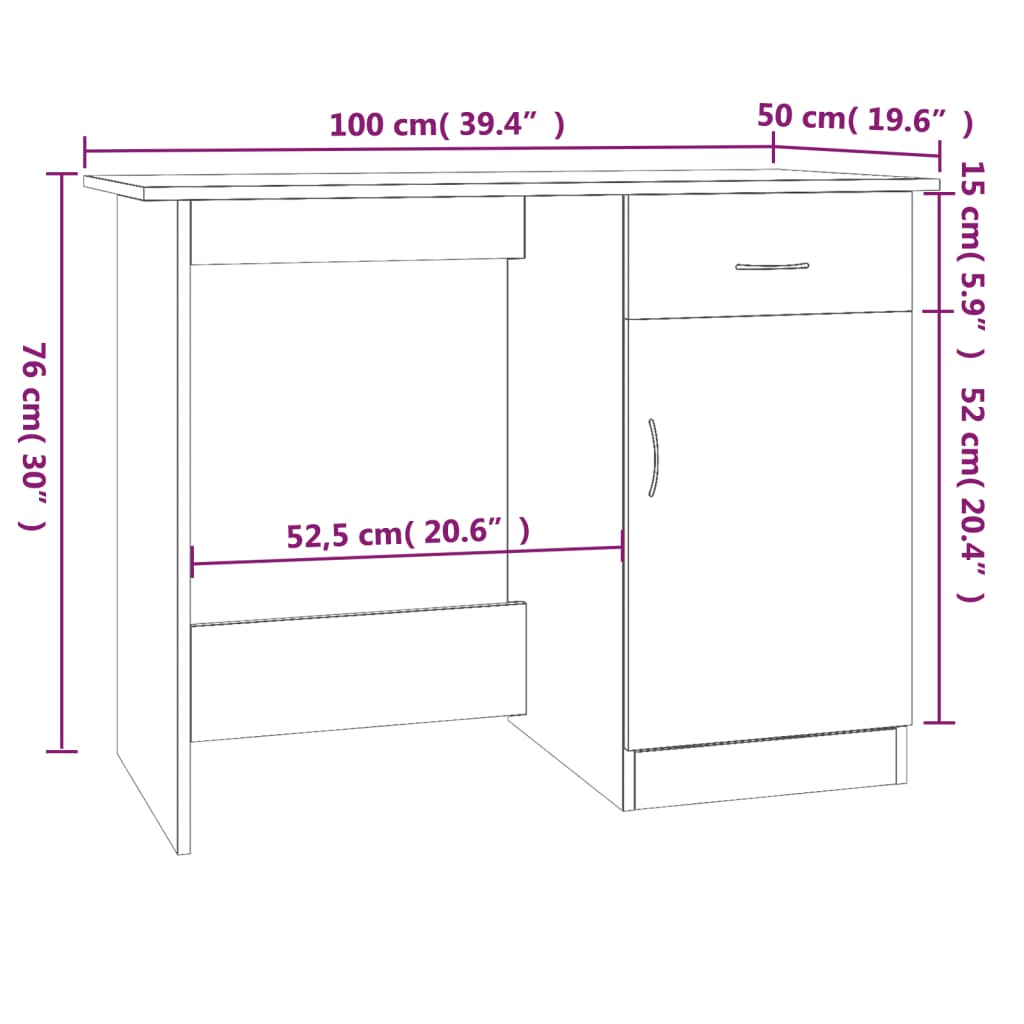 Stylish Grey Sonoma Desk 100x50x76 cm - Engineered Wood