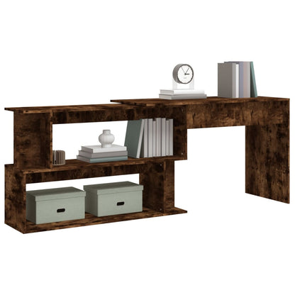 Smoked Oak Corner Desk 200x50x76 cm - Engineered Wood Design