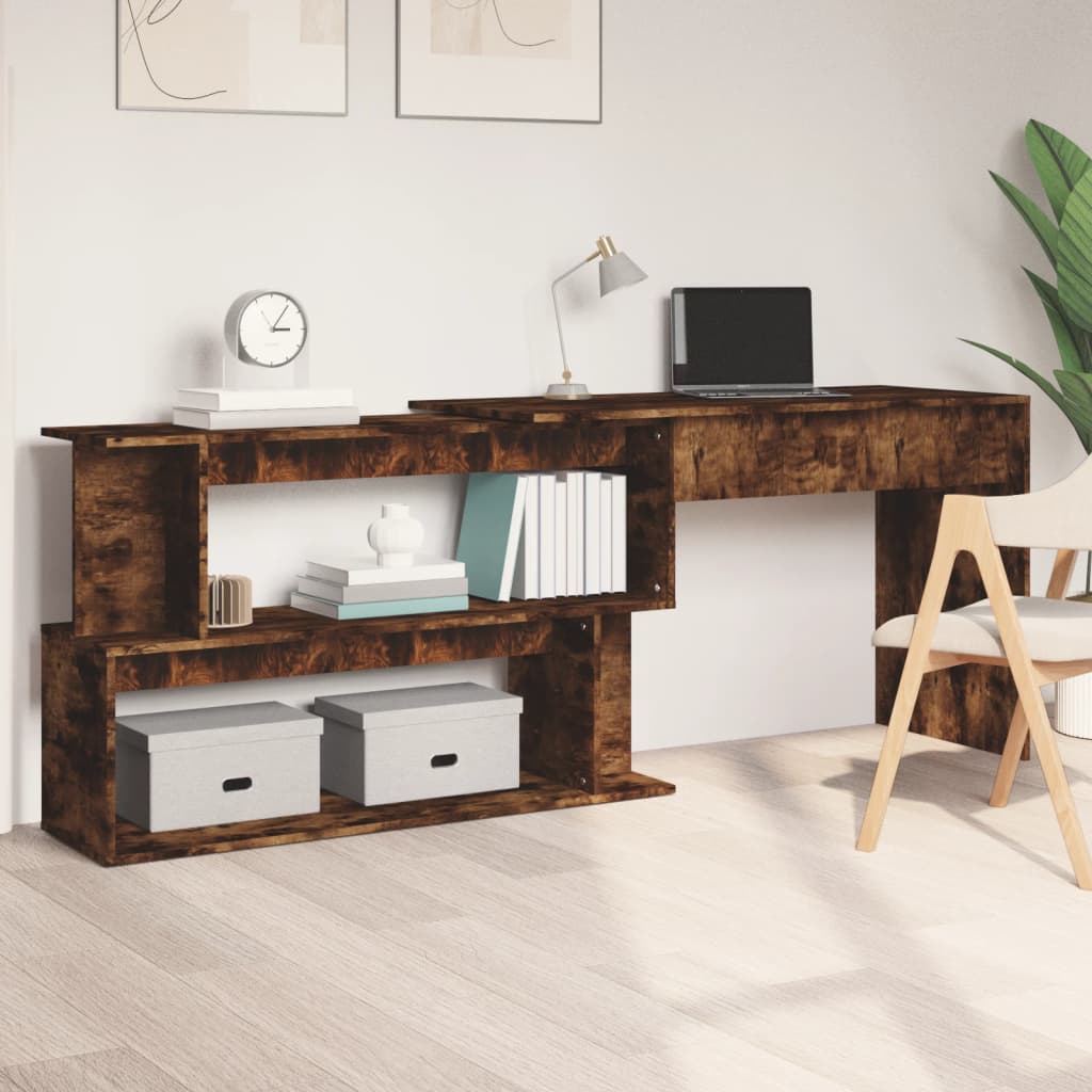 Smoked Oak Corner Desk 200x50x76 cm - Engineered Wood Design
