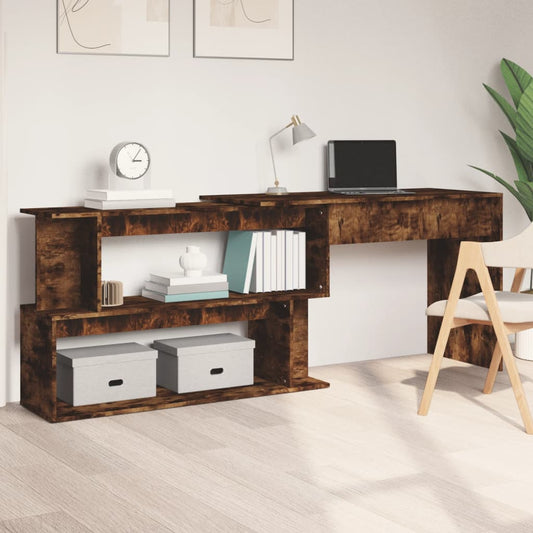 Smoked Oak Corner Desk 200x50x76 cm - Engineered Wood Design
