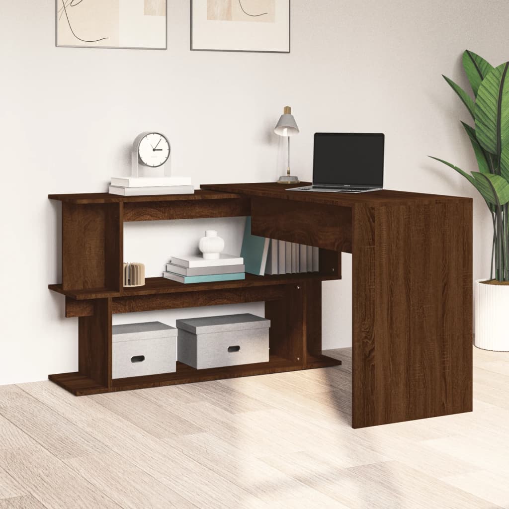 Brown Oak Corner Desk 200x50x76 cm - Engineered Wood