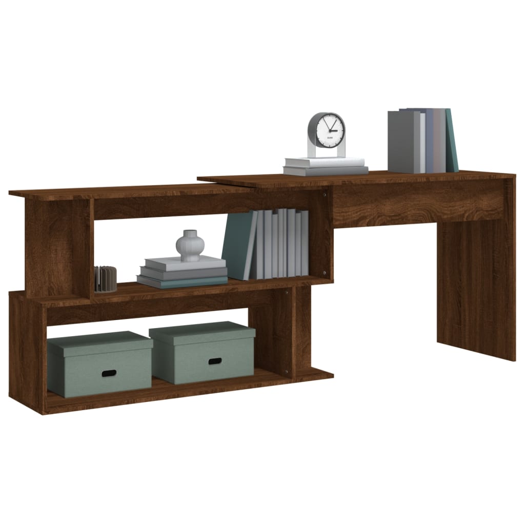 Brown Oak Corner Desk 200x50x76 cm - Engineered Wood