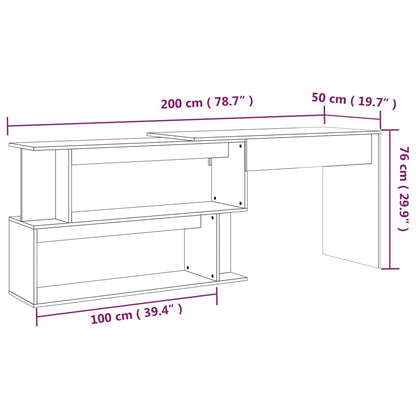 Brown Oak Corner Desk 200x50x76 cm - Engineered Wood