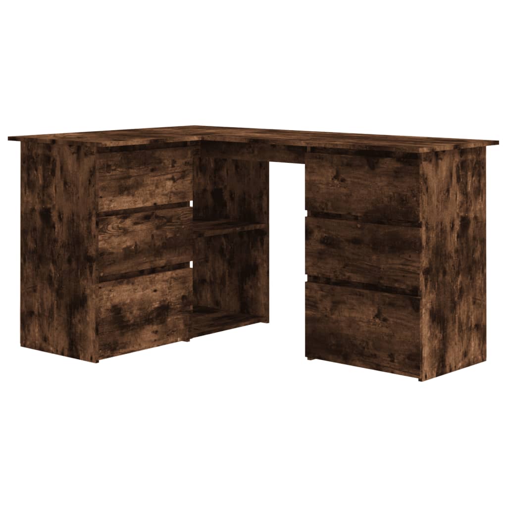 Smoked Oak Corner Desk - 145x100x76 cm Engineered Wood