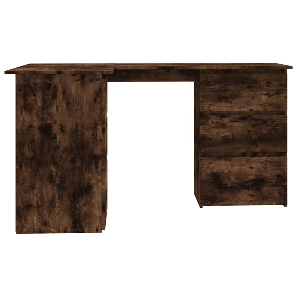 Smoked Oak Corner Desk - 145x100x76 cm Engineered Wood