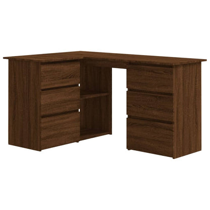 Brown Oak Corner Desk, 145x100x76 cm, Engineered Wood