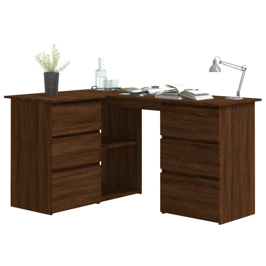Brown Oak Corner Desk, 145x100x76 cm, Engineered Wood