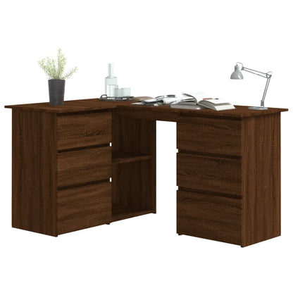 Brown Oak Corner Desk, 145x100x76 cm, Engineered Wood
