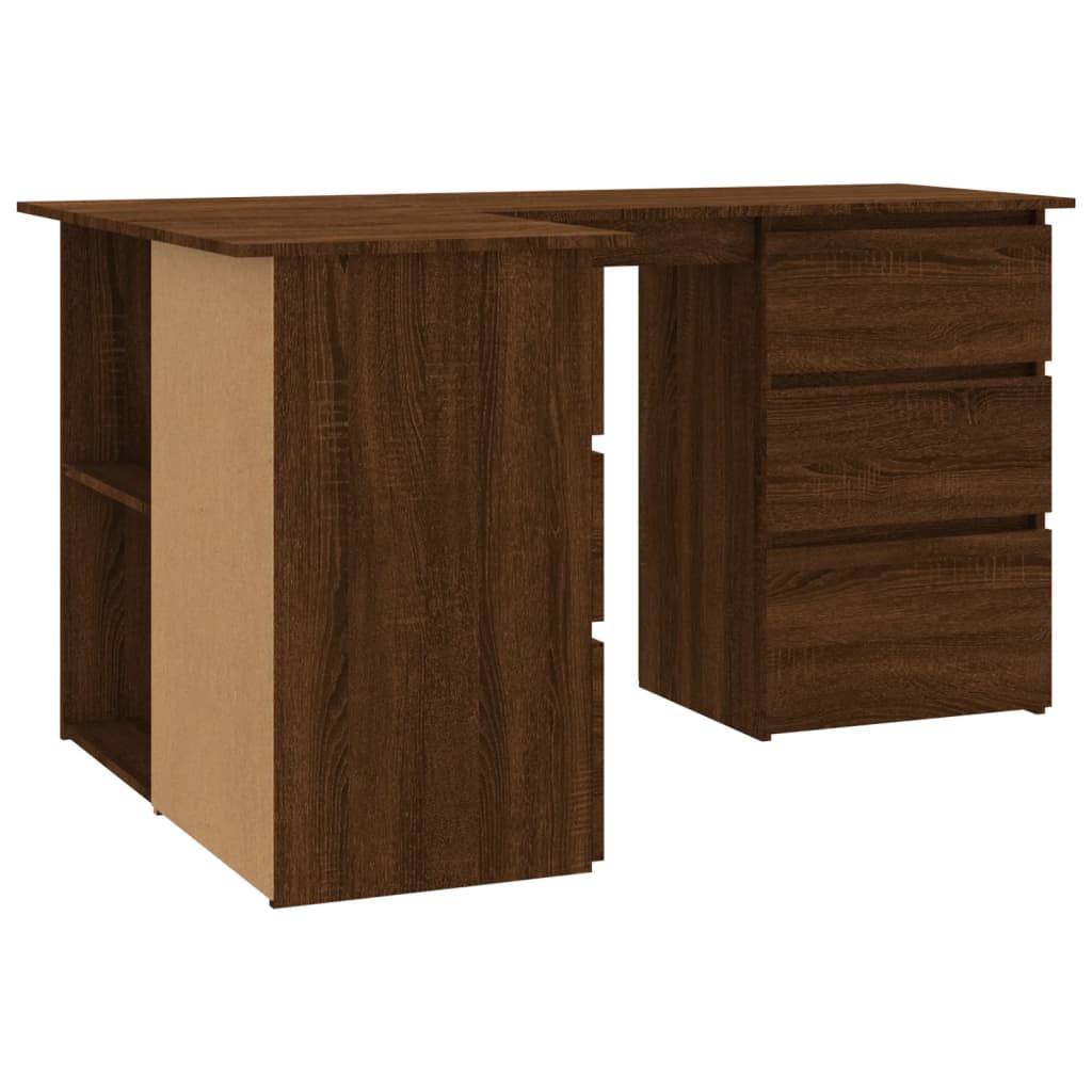 Brown Oak Corner Desk, 145x100x76 cm, Engineered Wood