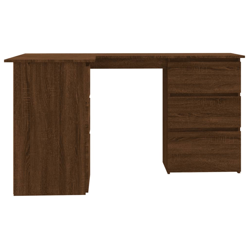 Brown Oak Corner Desk, 145x100x76 cm, Engineered Wood