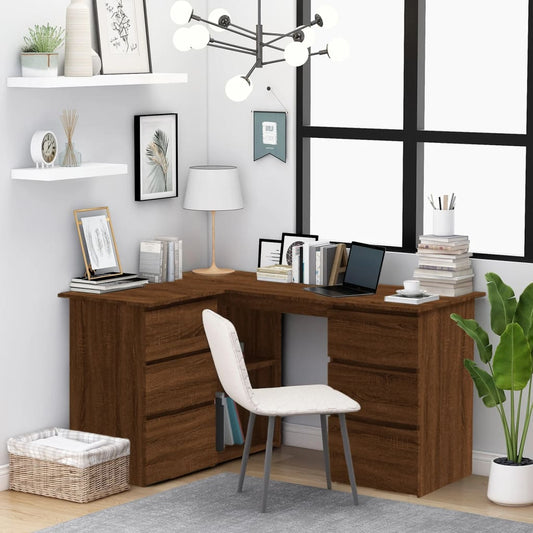 Brown Oak Corner Desk, 145x100x76 cm, Engineered Wood
