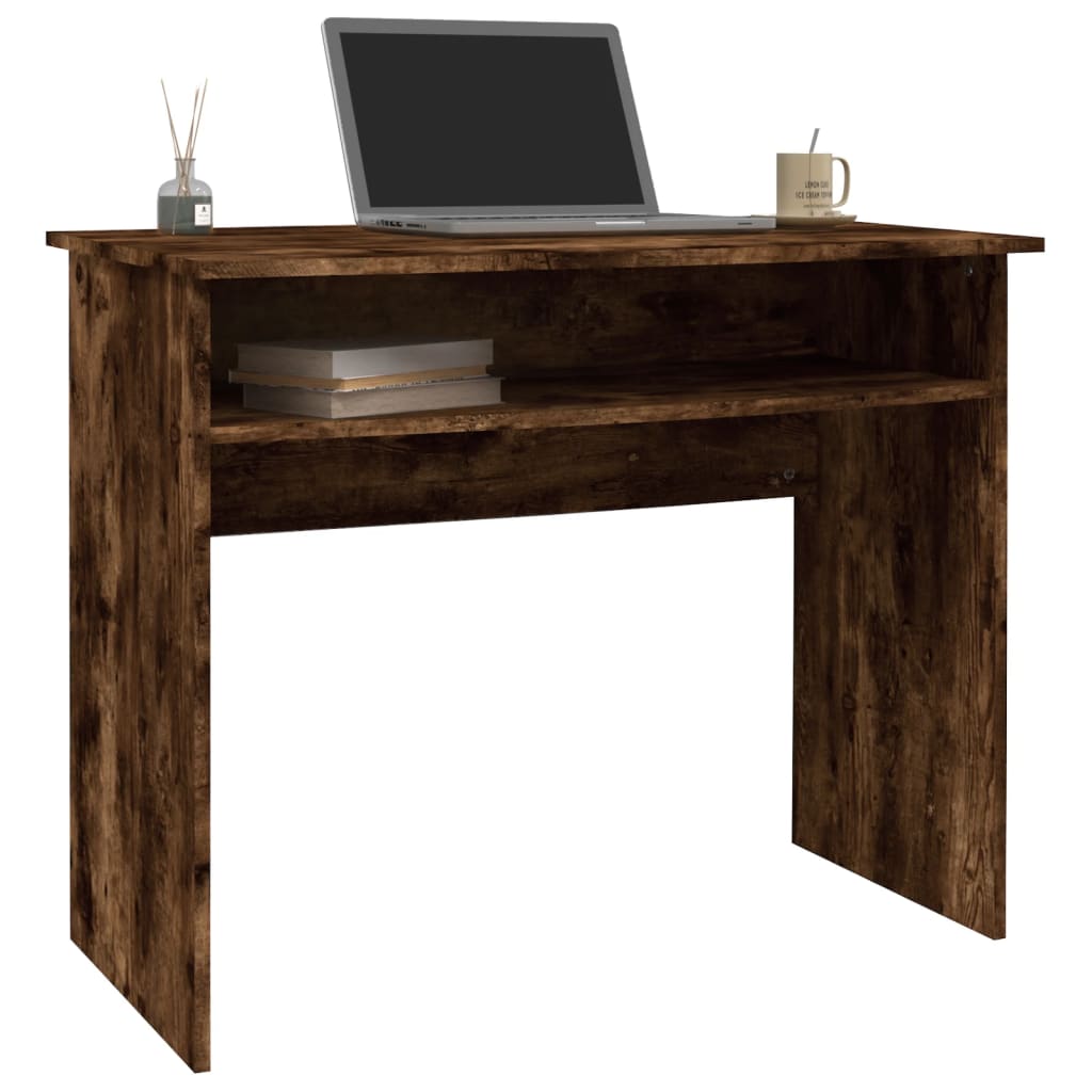 Compact Desk in Smoked Oak - 90x50x74 cm Engineered Wood