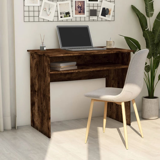 Compact Desk in Smoked Oak - 90x50x74 cm Engineered Wood