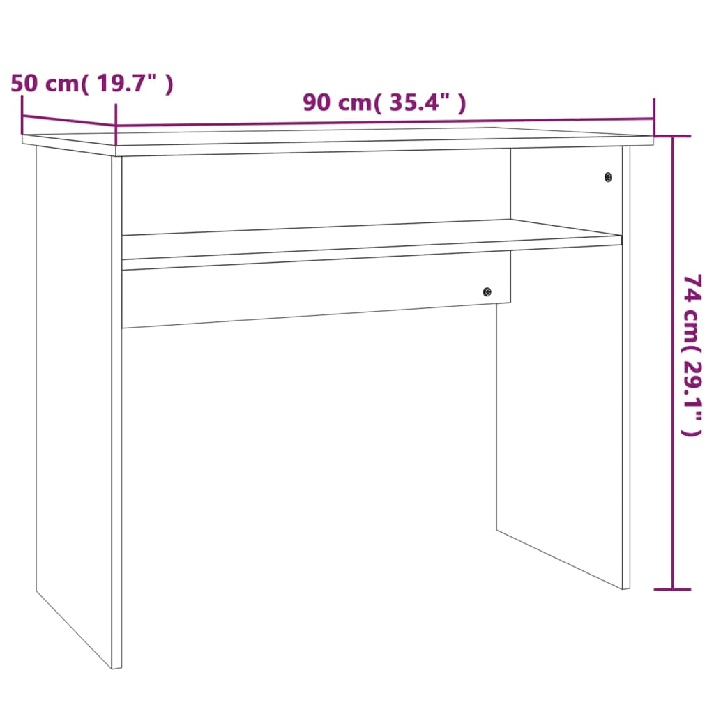 Compact Desk Grey Sonoma 90x50x74cm, Engineered Wood Finish
