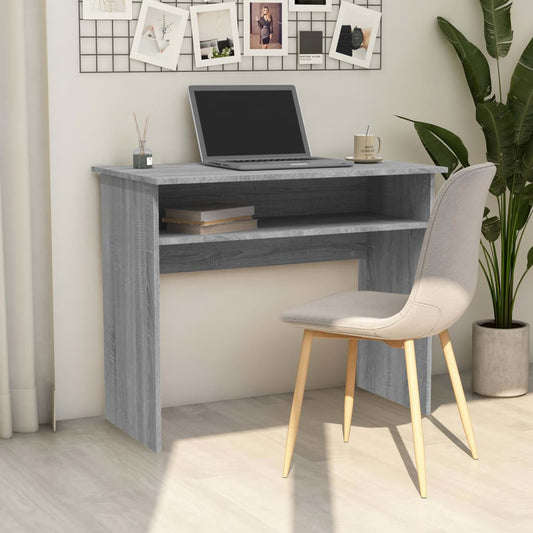 Compact Desk Grey Sonoma 90x50x74cm, Engineered Wood Finish
