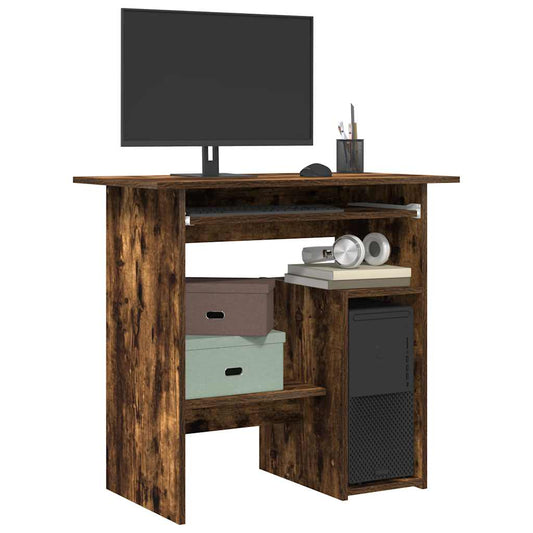Compact Smoked Oak Desk, 80x45x74 cm, Engineered Wood