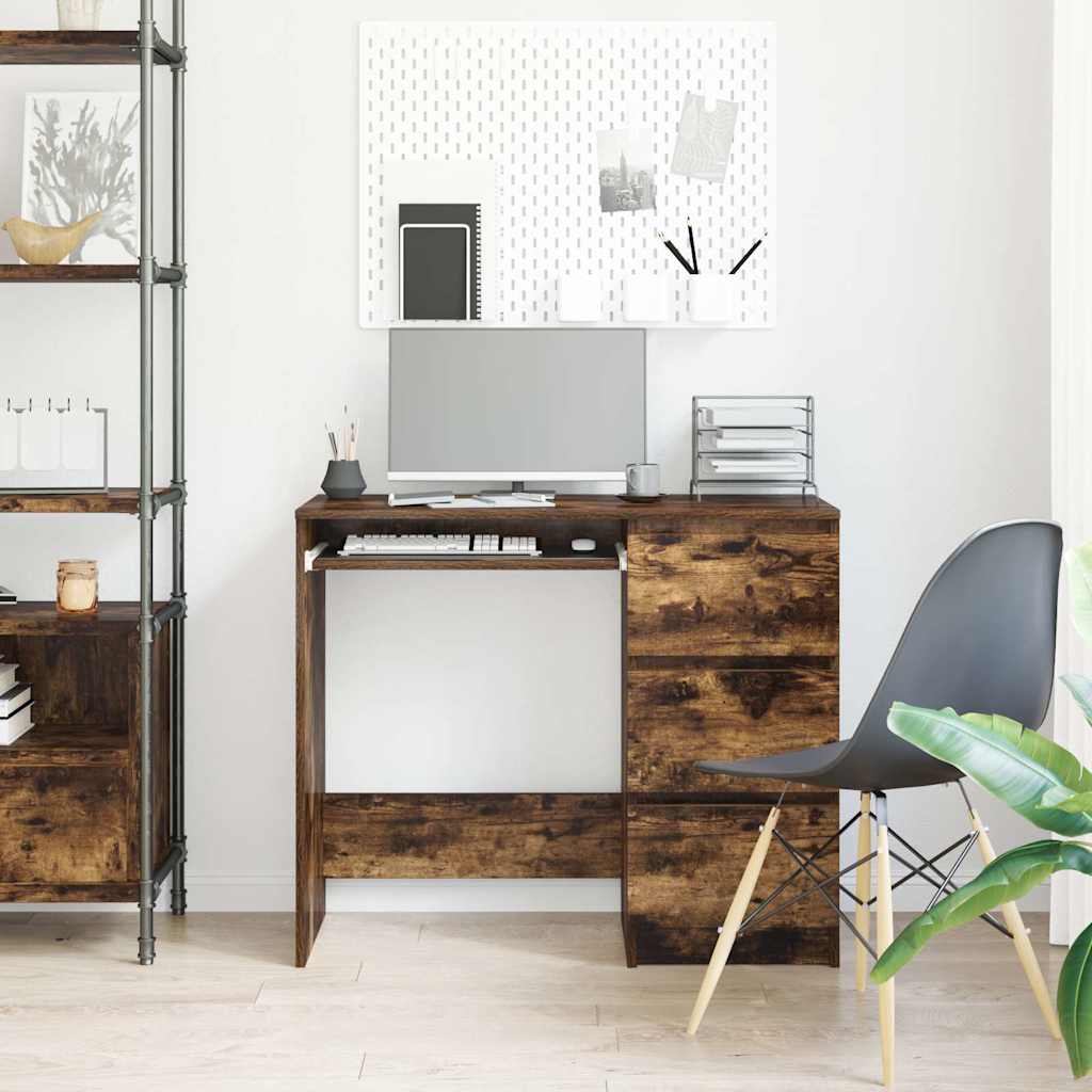 Smoked Oak Desk 90x45x76 cm - Elegant Engineered Wood Design
