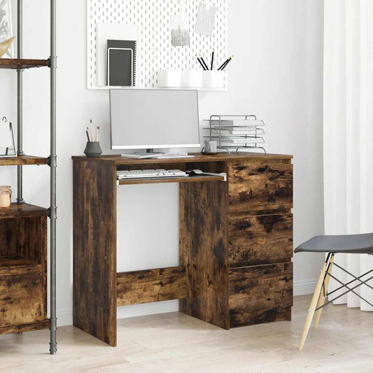Smoked Oak Desk 90x45x76 cm - Elegant Engineered Wood Design