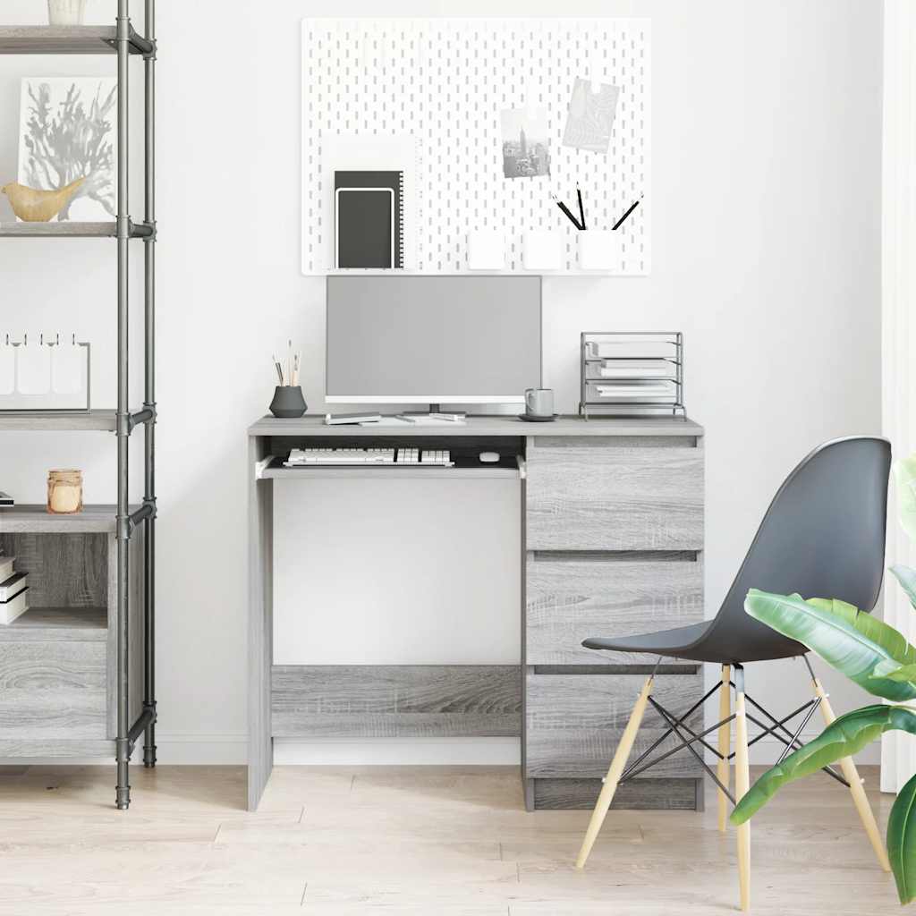 Grey Sonoma Desk 90x45x76 cm - Engineered Wood Office Solution