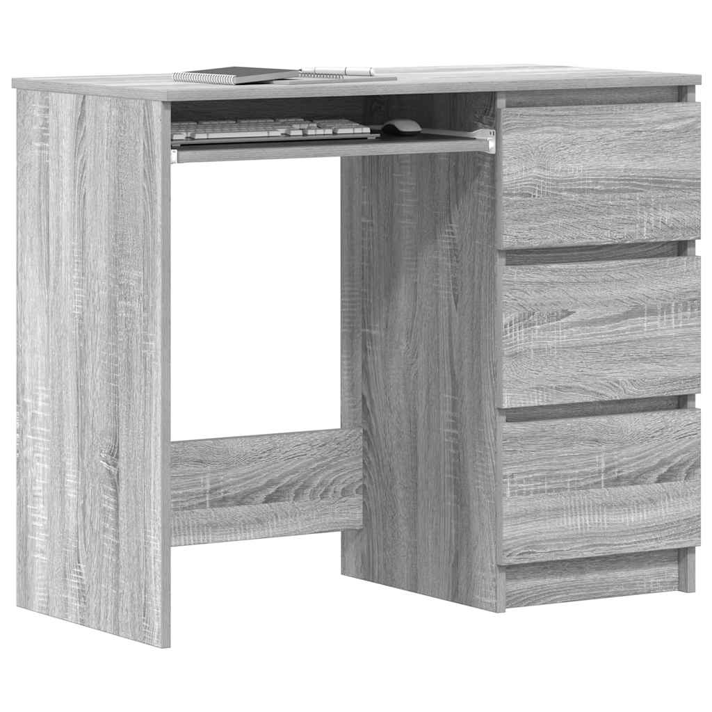 Grey Sonoma Desk 90x45x76 cm - Engineered Wood Office Solution