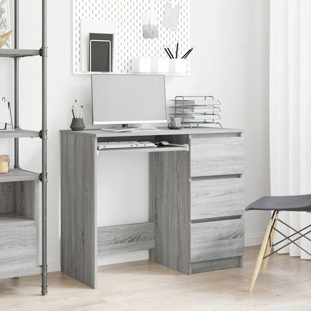 Grey Sonoma Desk 90x45x76 cm - Engineered Wood Office Solution