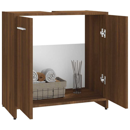 Brown Oak Bathroom Cabinet - Engineered Wood, 60x33x60 cm