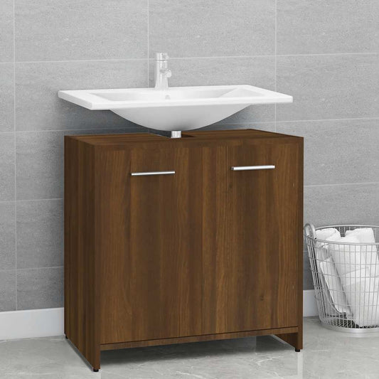Brown Oak Bathroom Cabinet - Engineered Wood, 60x33x60 cm