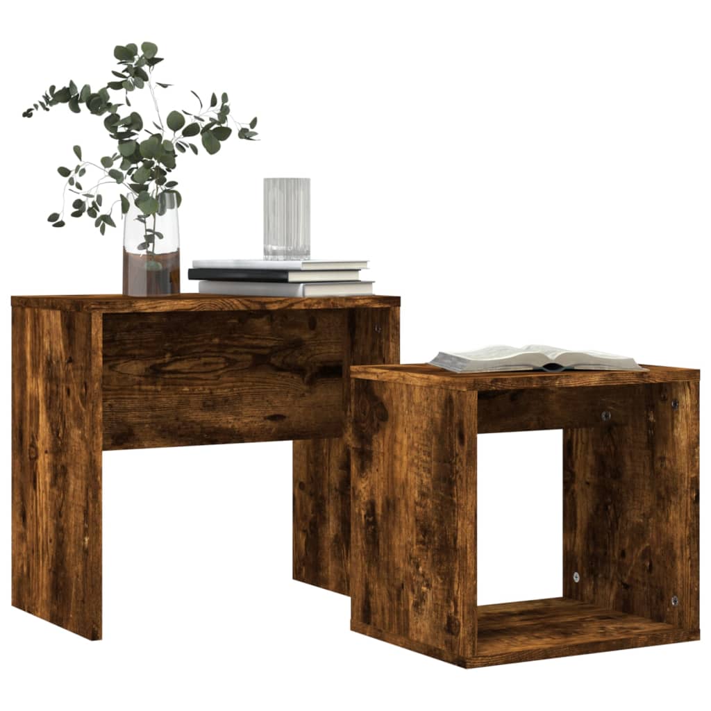 Nesting Coffee Tables 2 pcs Smoked Oak Engineered Wood
